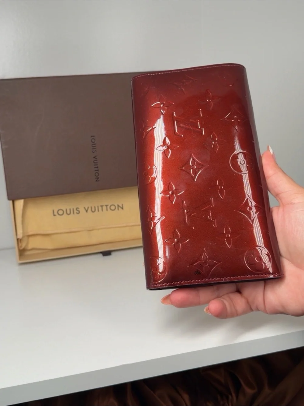 Louis Vuitton Vernis Sarah Wallet Amarante w/ Box & Dust Bag